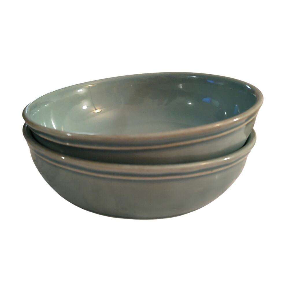 Pair Pottery Barn Cambria Turquoise Cereal Salad Bowls 7 in